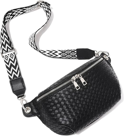 Photo 1 of GOLD AND BLACK Crossbody Sling Bag Purse for Women - Small Chest Fanny Pack Trendy Travel Faux Leather Cross Body Bags with Adjustable Strap
