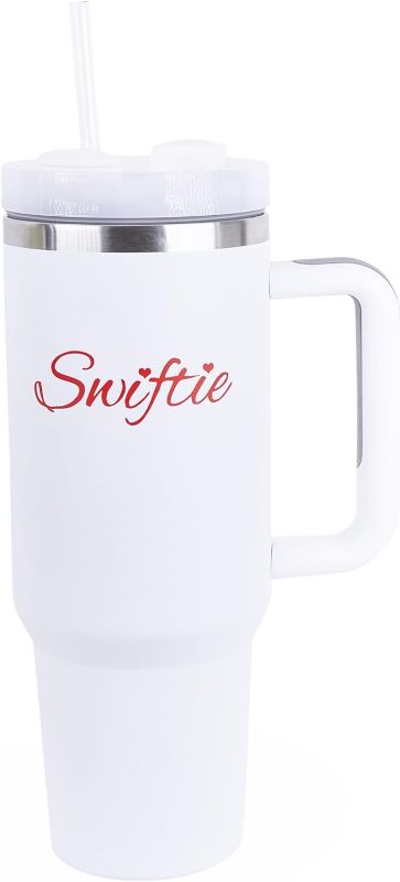 Photo 1 of Hacienda Art & Home Swiftie 40 Oz Tumbler with Handle and Straw - Insulated Stainless Water Bottle Fits in Car Cup Holder - Double Walled Water Bottles with Lid - Great gift for women & teens MISSING STRAW**