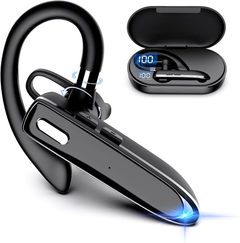 Photo 1 of EUQQ Bluetooth Headset Single Ear Business Earbuds, Wireless Bluetooth Headset with Mic, Driving Headset with 800mAh Charging Case, 120 Hours Standby Time Bluetooth Earpiece, Fit for Call in Working
