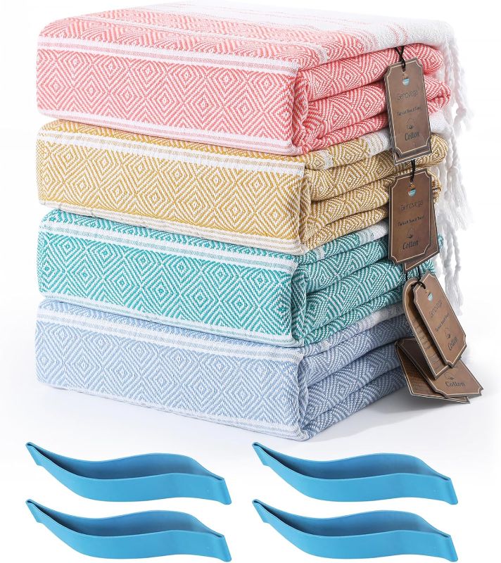 Photo 1 of Genovega 4 Packs Turkish Bathroom Bath Towels Bulk Beach Pool Swim Towel Set Absorbent Quick Dry Extra Large Long Wide Multipack Adult Men Soft Cotton Luxury Hot Tub Spa Accessories

