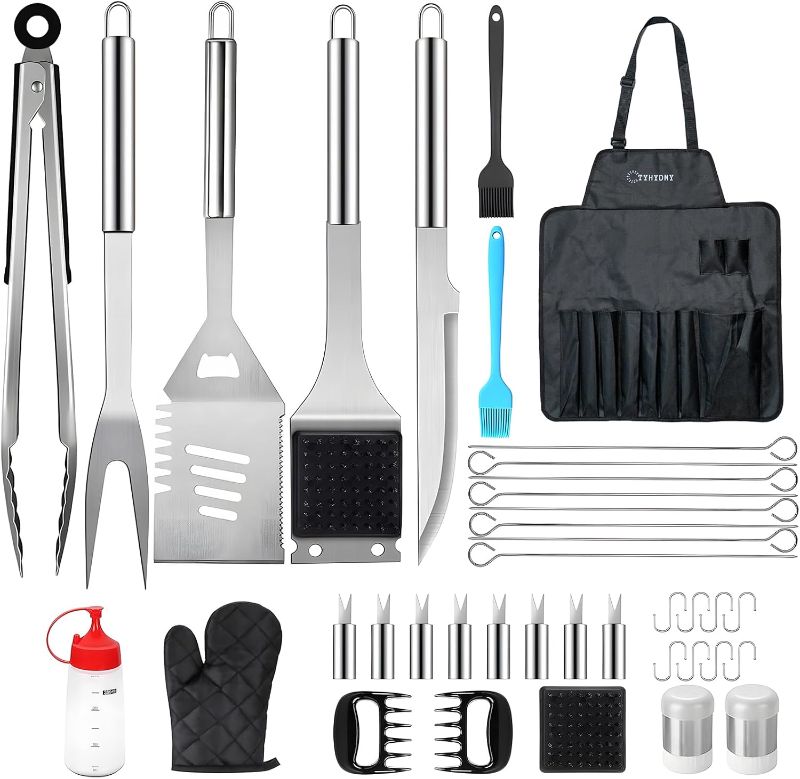 Photo 1 of 39 Pcs Grilling Accessories Tools with Apron-Style Storage Bag, Stainless Steel Outdoor BBQ Accessories Set - Grill Utensils Set for Camping & Backyard, Presents for Men & Women
