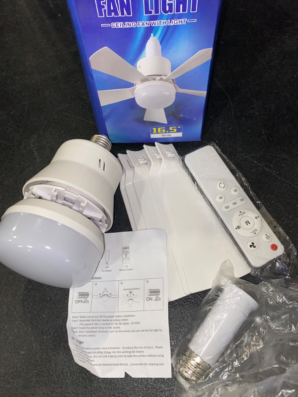 Photo 2 of 2-in-1 Portable Ceiling Fan, Ceiling Fans with Lights, Socket Fan Light, Ceiling Fans with Lights and Remote, Fan Light, Ceiling Fan, Bedroom Ceiling Fans with Lights, Ceiling Fan with Remote. (White)
