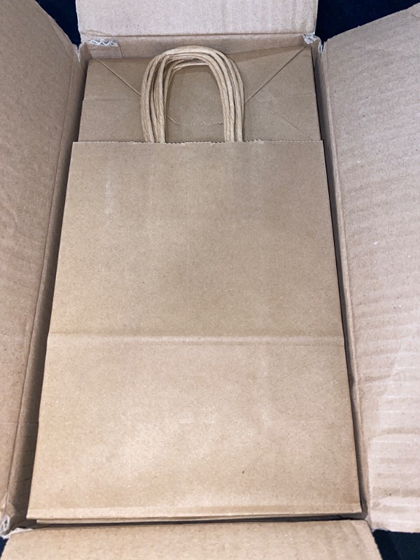 Photo 2 of Joybe 100 Pack 6x3.25x8 Inch Small Brown Paper Bags with Handles Bulk, Kraft Paper Gift Bags for Birthday Party Favors Grocery Retail Shopping Business Goody Craft Sacks (Blank Plain Natural, 100pcs)
