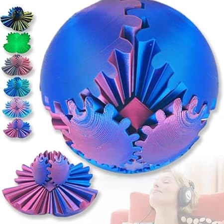 Photo 1 of Gear Ball Fidget Toy, Gear Sphere Puzzle, 3D Printed Gear Ball Fidget, Gear Sphere Cube for Stress and Anxiety Relaxing (Blue&Purple)
