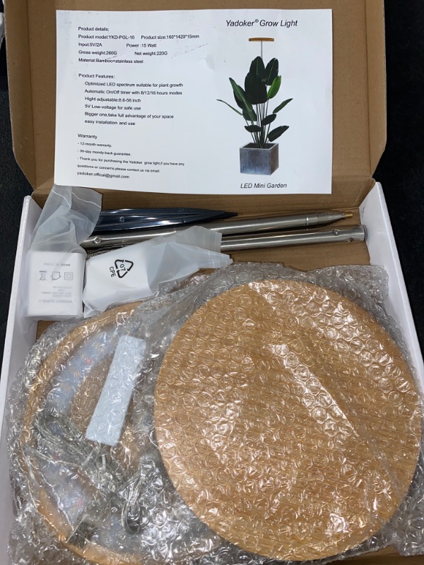 Photo 1 of yadoker Plant Grow Light for Indoor Plant,Bamboo Mini LED Grow Light Garden,Height Adjustable,Automatic Timer with 8/12/16 Hours
