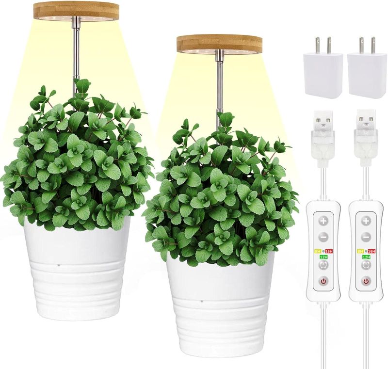 Photo 1 of yadoker Plant Grow Light for Indoor Plant,Bamboo Mini LED Grow Light Garden,Height Adjustable,Automatic Timer with 8/12/16 Hours
