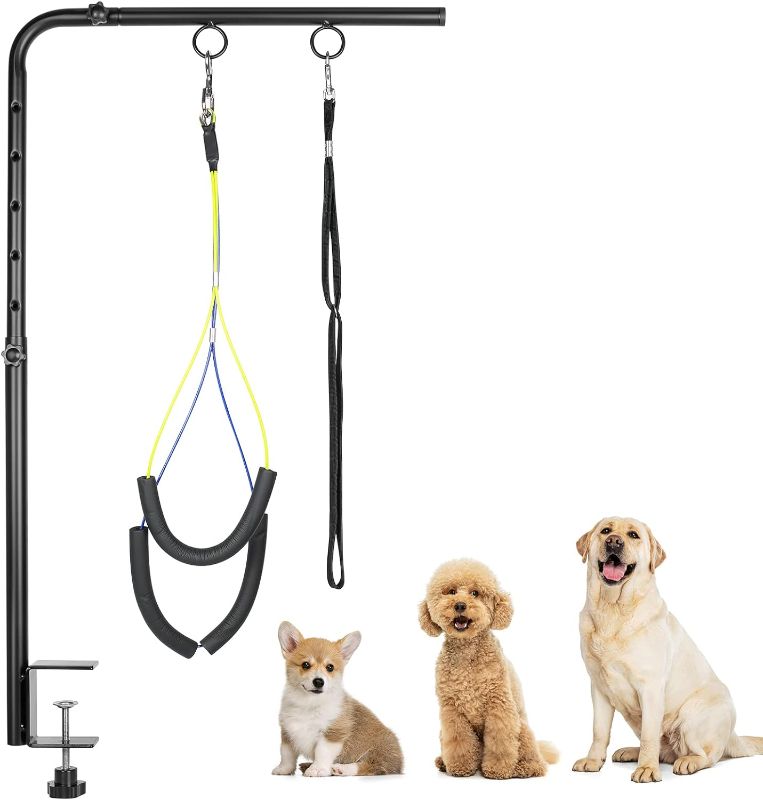 Photo 1 of Dog Grooming Arm, 29" Height Adjustable Pet Grooming Arm with Clamp for Small and Medium Dogs,Grooming Loop and No Sit Haunch Holder
