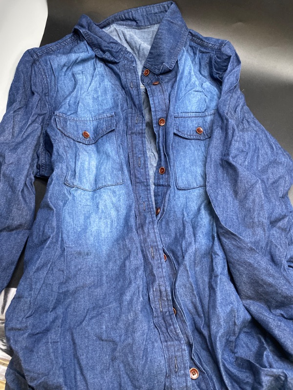 Photo 2 of S/M luvamia Denim Shirt Women Chambray Jean Western Shirts Long Sleeve Button Down Tops
