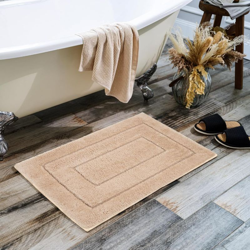 Photo 1 of Bathroom Rugs Non Slip, 20" x 32", Bath Rugs for Bathroom Washable, Bath Mats for Bathroom Floor, Microfiber Bath Mat for Tub, Absorbent Bath Rugs for Bathroom, Khaki