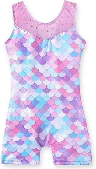 Photo 1 of 2T Leotards for Girls Gymnastics Toddler Dance Biketards Mermaid Unicorn Athletic Dance Wear Shiny Rainbow 