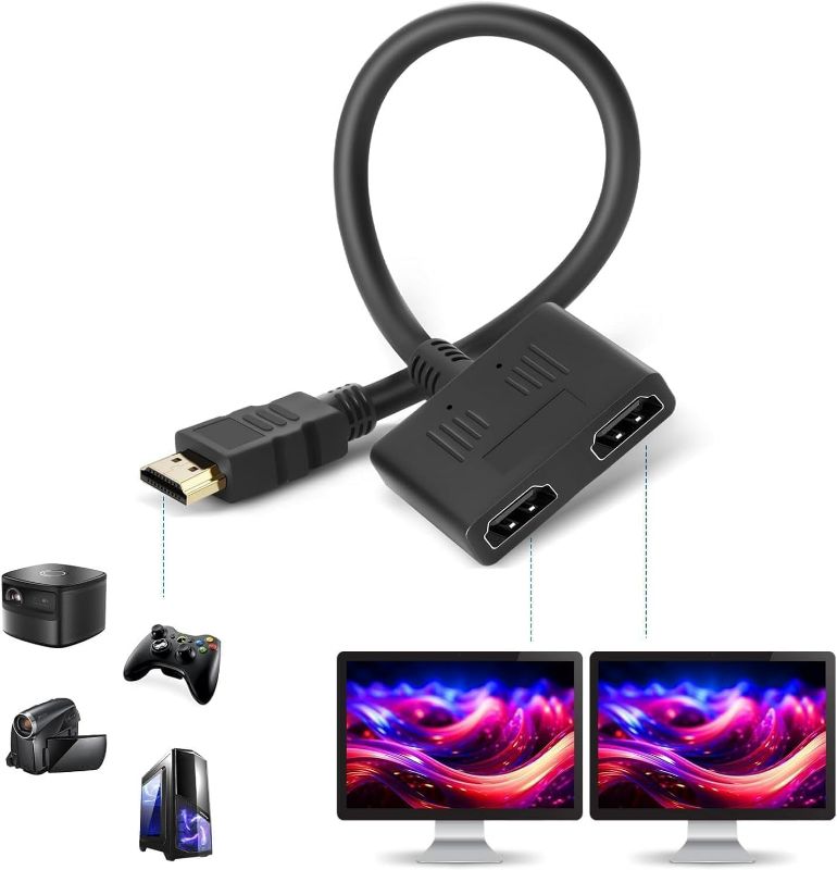 Photo 1 of HDMI Splitter 1 in 2 Out Adapter Cable-HDMI Male 1080P to Dual HDMI Female 1 to 2 Way, for HDMI HD, LCD, TV?Support Two TVs at The Same Time Transmit Video and Audio Simultaneously