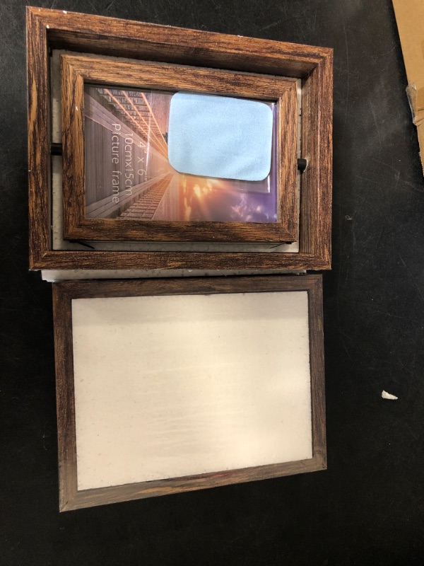 Photo 1 of 5x7 Rotating Picture Frame 2 Pack, Double Sided Glass Floating Frame for Office Pressed Flowers, Adjustable Rustic Desk Standing Frame for Bedroom Living Room Framing Photo Artwork