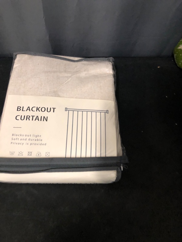 Photo 2 of 100% Blackout Shield Blackout Curtains for Bedroom Faux Linen Black Out Curtains 102 inch Length 2 Panels Set, Back Tab/Rod Pocket Thermal Insulated Curtains with Black Liner, 50W x 102L ***COLOR CREAM***