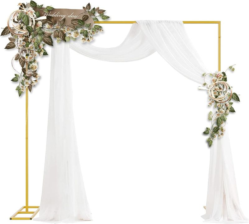 Photo 1 of 6.5ft Wedding Arch Square Backdrop Stand for Parties, Gold Metal Arch Backdrop Stand for Weddings, Birthday Party, Anniversaries, Valentine's Day, Garden Decoration