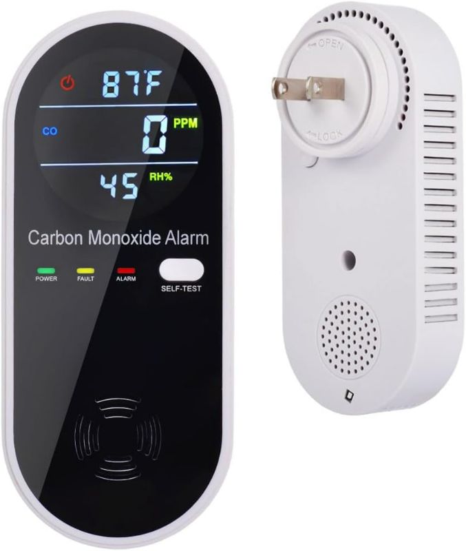 Photo 1 of Carbon Monoxide Detectors, Carbon Monoxide Detector Plug in with Temperature Humidity Sensor Built-in, CO Level Monitor Alarm with Clear LCD Display Sound & Light Warning for Home/Hotel/RV