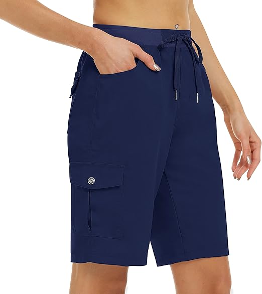 Photo 1 of M MoFiz Women's 10" Hiking Cargo Shorts 6 Pockets Lightweight Quick Dry Outdoor Running Athletic Short Summer Travel Loose