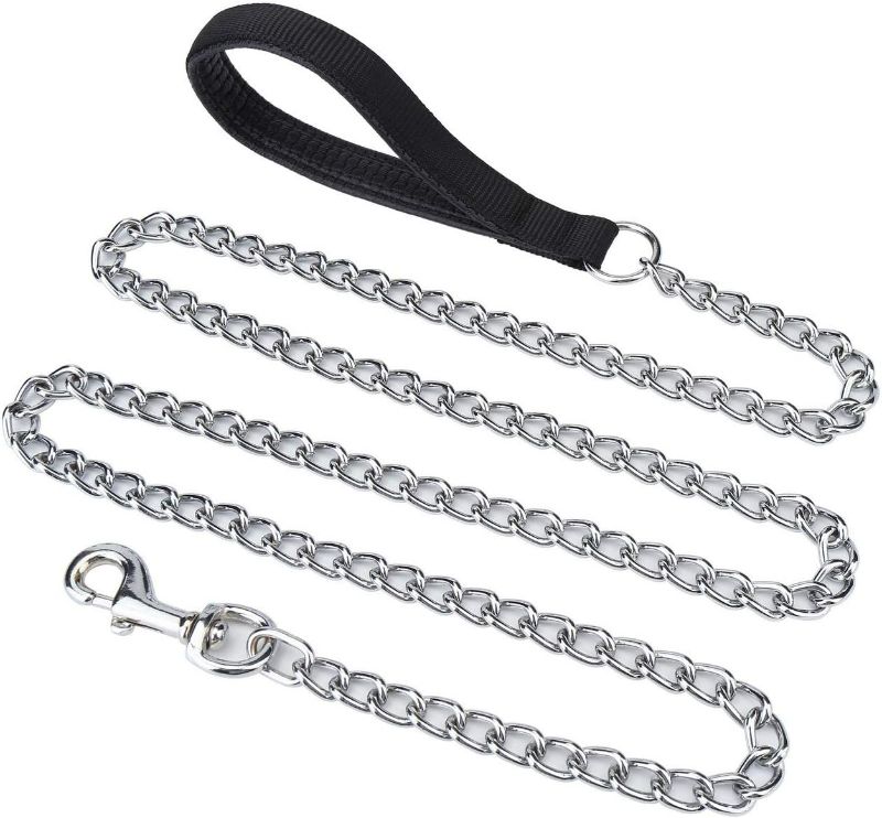 Photo 1 of 6ft Metal Dog Leash Chew Proof Dog Chain Leash Heavy Duty Sturdy Pet Dog Leash with Padded Handle for Large Medium Dogs