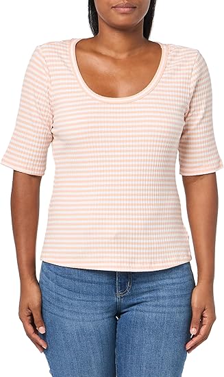 Photo 1 of Carve Designs Women's Asher Rib Top, Peach Stripe***SIZE M***