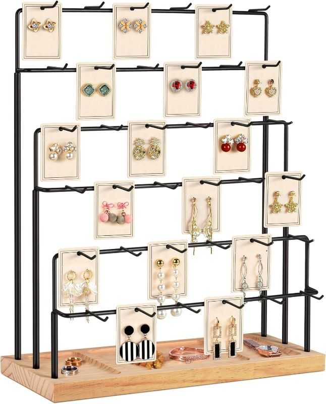 Photo 1 of Earring Display Stands for Selling, 36 Hooks Earring Holder Organizer, Jewelry Display for Vendors Earring Cards, Bracelets, Rings, Necklaces, Keychains Retail