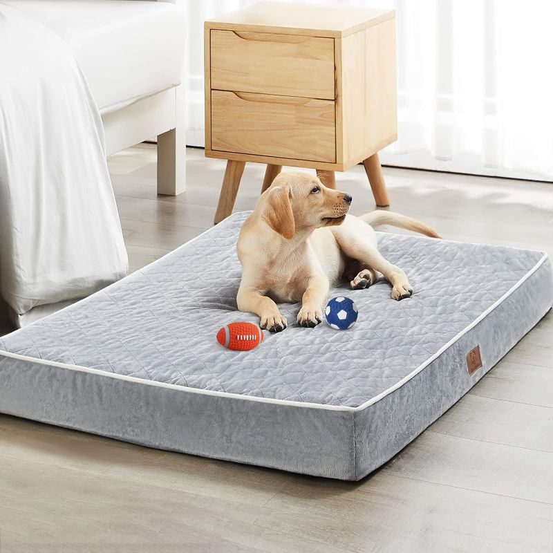 Photo 1 of WNPETHOME Orthopedic Dog Beds for Large Dogs, Extra Large Waterproof Dog Bed with Removable Washable Cover & Anti-Slip Bottom, Egg Crate Foam Pet Bed Mat, Multi-Needle Quilting XL Dog Crate Bed***42"x30"x4"***