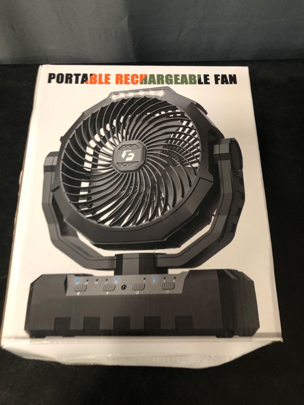 Photo 3 of 3-in-1 Portable Camping Fan - 9 inch 12000mAh Detachable Battery Rechargeable Fan with LED & Remote - 4 Speeds Battery Powered Outdoor Fan for Tent,Travel, Office, Jobsite