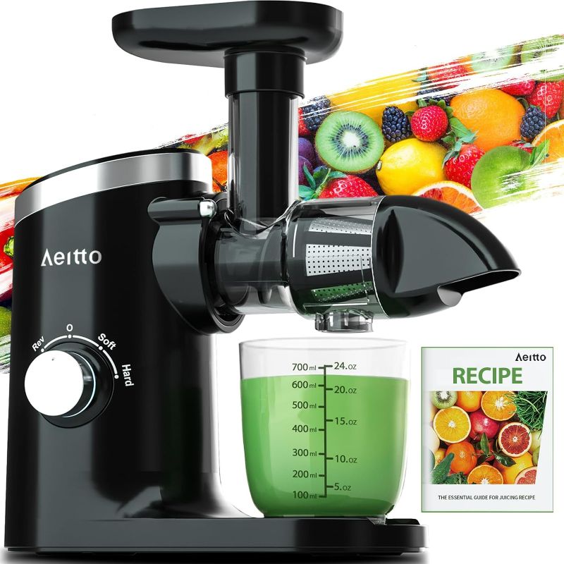 Photo 1 of ****COLOR PINK**** ****COLOR PINK****
Aeitto Juicer Machines, Quiet Motor Juicer, Cold Press Juicer, Masticating Juicer, Celery Juicers, with Triple Modes,Reverse Function,Easy to Clean with Brush, Recipe for Vegetables And Fruits