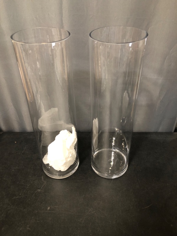 Photo 2 of CYS Excel 2 PCS Clear Glass Cylinder Vase (D:5" H:17") 