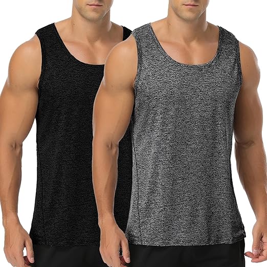 Photo 1 of (XXL) Babioboa Men's 2 Pack Workout Tank Tops Gym Athletic Sleeveless T-Shirts Fitness Bodybuilding Muscle Shirts