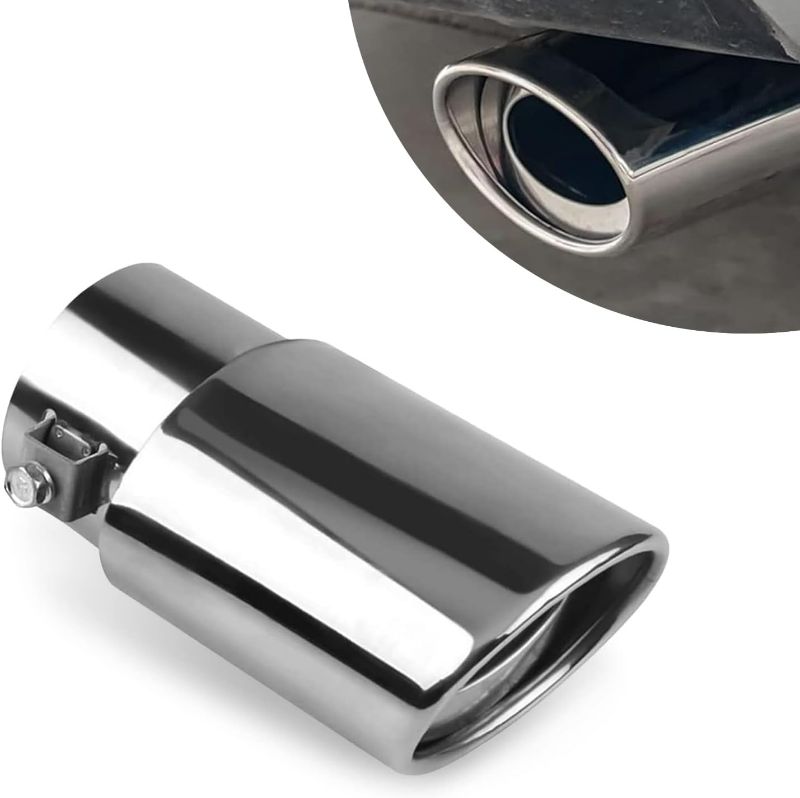 Photo 1 of  Stainless Steel Exhaust Tip, Straight Type Tailpipe Muffler, Automobile Modification Supplies, Universal for Most Cars, Trucks and Vans (Silver)