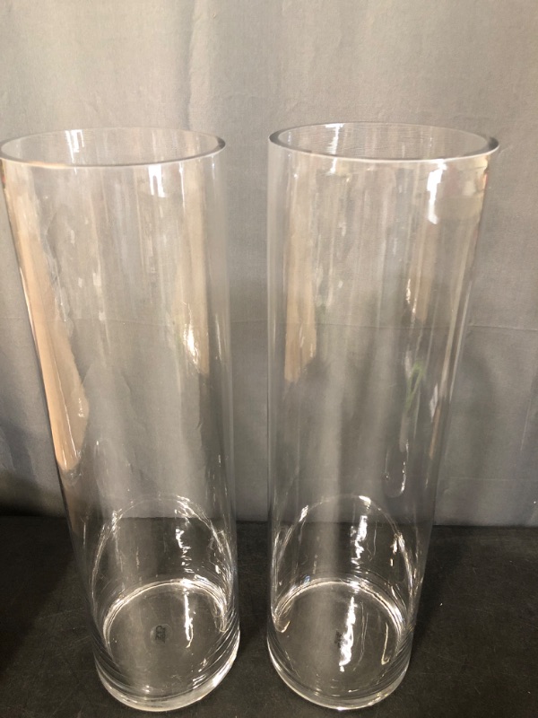 Photo 2 of CYS Excel 2 PCS Clear Glass Cylinder Vase (D:5" H:17")