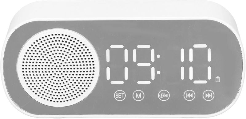 Photo 1 of  Digital Alarm Clock Radio,Bluetooth V5.0 HiFi Speaker Mirror Clock Dual Alarms Snooze FM Radio,Micro USB 1600mAh Battery,Bedside Clock for Bedrooms