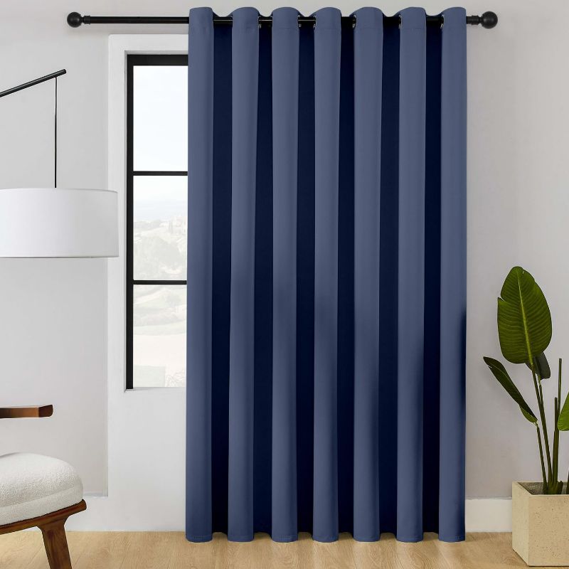 Photo 1 of ChrisDowa Room Divider Curtain 108 Inches Long, Wide Blackout Sliding Door Curtain for Bedroom, Room Darkening Privacy Window Curtain for Patio Door (1 Panel Set, Stone Blue, 100 x 108 Inch)