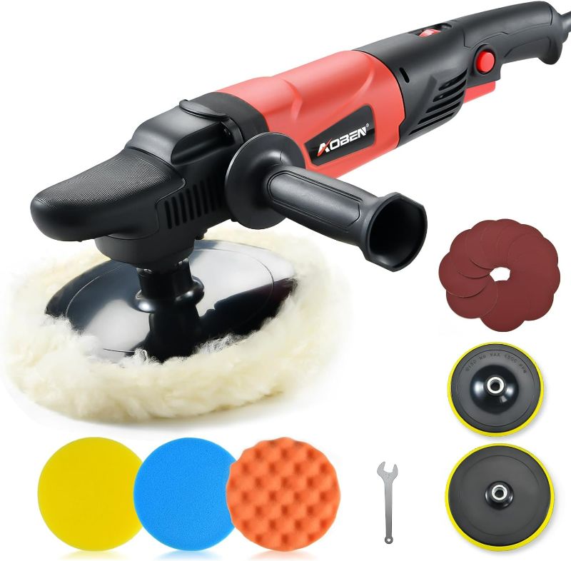 Photo 1 of AOBEN Rotary Buffer Polisher,1200W 6-inch/ 7-inch Car Buffer,Car Polisher Waxer Kit with 6 Variable Speed 1000-3500RPM & 4 Polishing Pads,Detachable Handle for Boat,Car Polishing and Waxing