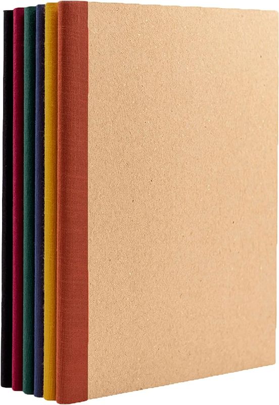 Photo 1 of PAPERAGE 6-Pack Composition Notebook Journals, 120 Pages, Kraft Cover with Jewel Tone Spines, College Ruled Lined Paper, Small Size (8 in x 5.75 in) – For Home, Office or School Supplies