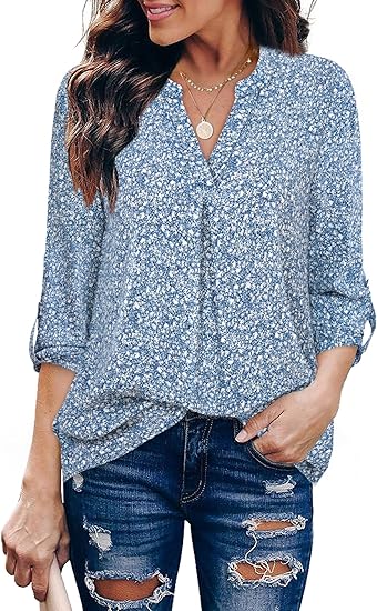 Photo 1 of (XXL) Gaharu Women's Blouses 3/4 Sleeve Work Shirt Chiffon Tunic Top Office Wear