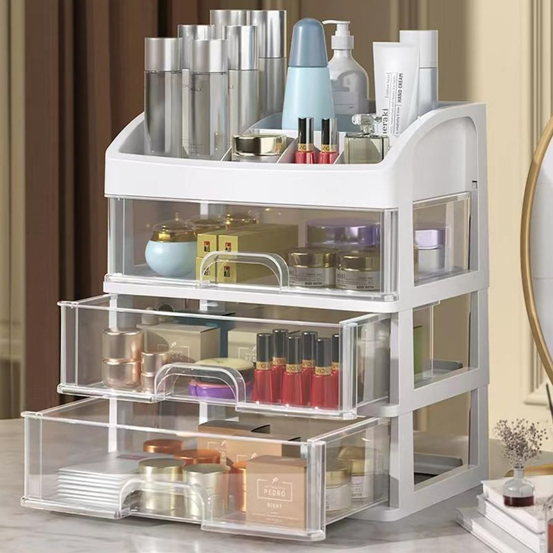 Photo 1 of Makeup Organizer with 3 Drawers, Cosmetic Display Cases, Makeup Storage Box (3 Drawers) (white)