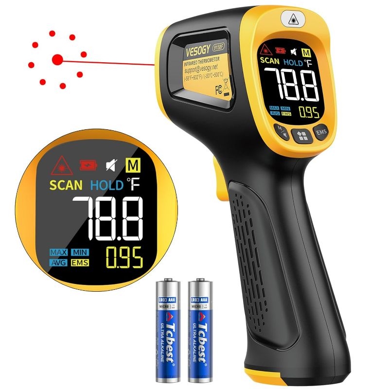 Photo 1 of Infrared Thermometer Temperature Gun -58°F ~932°F, Digital Laser Thermometer Gun for Cooking, Pizza Oven, Grill & Engine, IR Thermometer Temp Gun with Adjustable Emissivity & Max-Min Measure