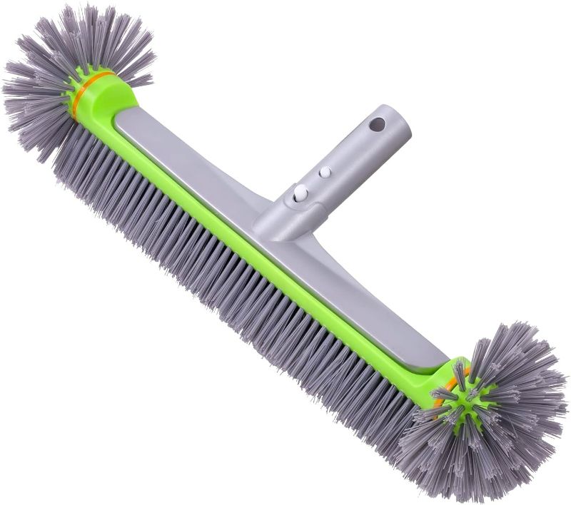 Photo 1 of  Pool Brush Head for Cleaning Pool Walls,Heavy Duty Inground/Above Ground Swimming Pool Round Scrub Brushes with Premium Strong Bristle & Reinforced Aluminium Back,Grey