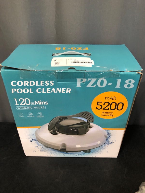 Photo 3 of  Cordless Robotic Pool Vacuum for above Ground Pool 120 Mins Runtime Self-Parking Tech, Automatic Robot Pool Vacuum for In Ground Flat Pools 