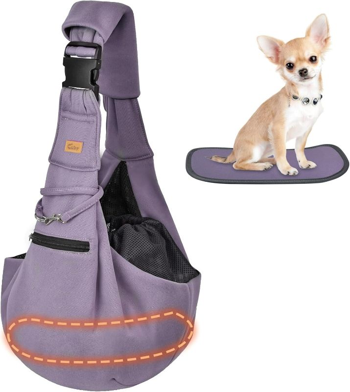 Photo 1 of CUBY Dog and Cat Sling Carrier - Hands Free Reversible Pet Papoose Bag - Soft Pouch and Tote Design - Suitable for Puppy, Small Dogs Cats Outdoor (Purple, Adjust Strap 2.0)