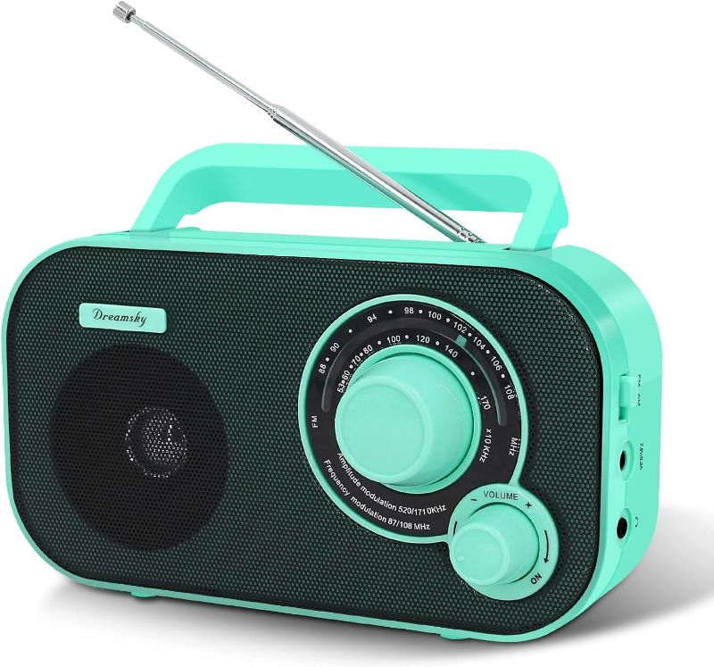 Photo 1 of DreamSky AM FM Portable Radio Plug in Wall or Battery Operated for Home & Outdoor, Strong Reception, Large Dial Easy to Use