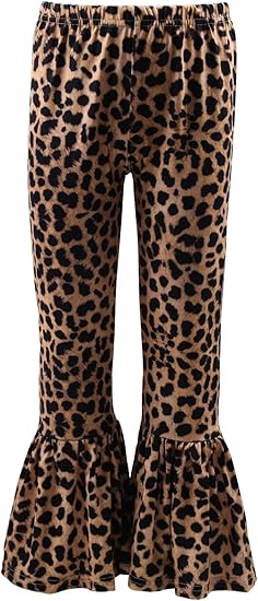 Photo 1 of Girls Ruffle Leggings Leopard Print Bell Bottoms Flare Pants ***SIZE 4T***