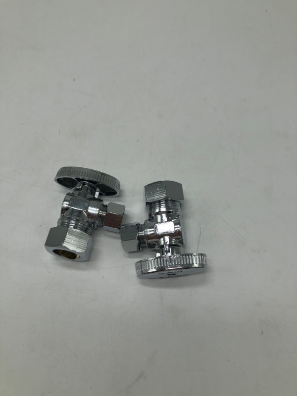 Photo 2 of  Angle Stop Valve 1/2" Nominal (5/8" OD) Compression x 3/8" OD, 1/4-Turn
****PACK OF 2****