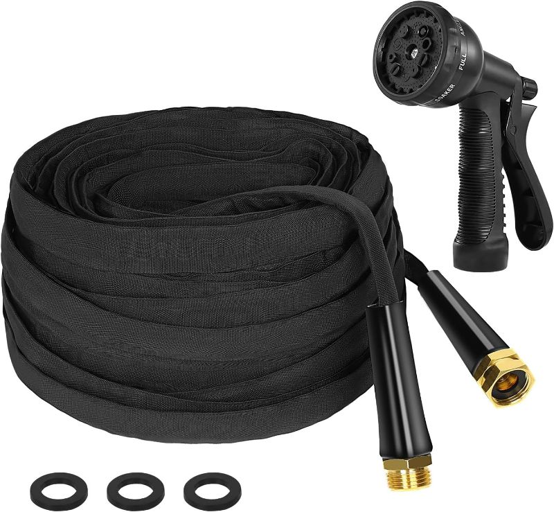 Photo 1 of Garden Hose 100ft,Flexible Garden Hose with 10 Functions Spray Nozzle,Non-Expandable,Ultra Lightweight, Abrasion Resistant,Kink-Free and Easy Storage Water Hose for Outdoor