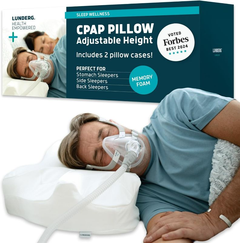 Photo 1 of Lunderg CPAP Pillow for Side Sleepers - Includes 2 Pillowcases - Adjustable Memory Foam Pillow for Sleeping on Your Side, Back & Stomach - Reduce Air Leaks & Mask Pressure for a Better Sleep