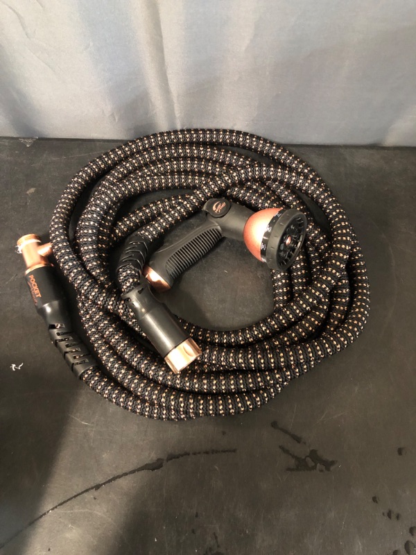 Photo 2 of Pocket Hose Copper Bullet Expandable Garden Hose 25 FT w/10 Pattern Thumb Spray Nozzle 