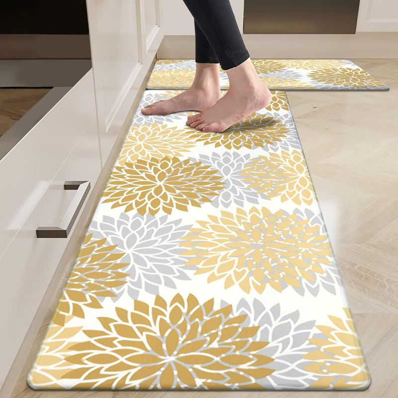 Photo 1 of HEBE Anti Fatigue Kitchen Rug Sets 2 Piece Non Slip Kitchen Mats for Floor 
***17" x 48" + 17" x 28" ***