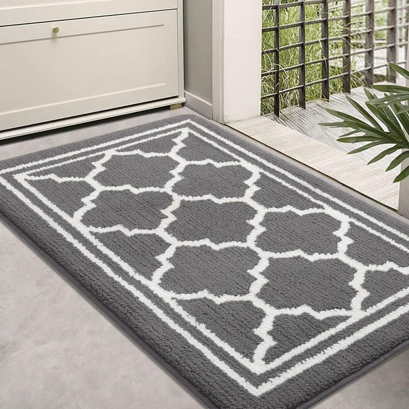 Photo 1 of  Indoor Door Mat, Resist Dirt and Absorbent Entrance Mat, Anti-Slip, Low Profile Inside Floor Mat Doormat for Entryway (32x20 inches, Grey)