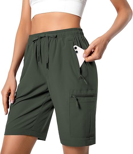 Photo 1 of **** SIZE L **** Women's Lightweight Hiking Cargo Shorts Quick Dry Athletic Shorts for Camping Travel Golf with Zipper Pockets Water Resistant
