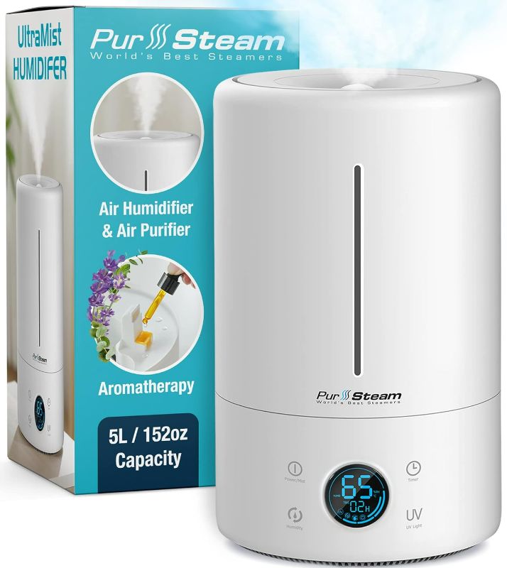 Photo 1 of PurSteam Humidifiers for Large Room & Bedroom, 5L Cool Mist Ultrasonic Whisper-Quiet Oil Diffuser for Baby Nursery and Plants, Humidifying Unit for Whole House, Auto Shut-Off, Up to 20h of Operating